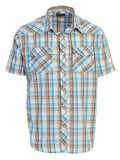 Mens Casual Plaid Short Sleeve Button Down Shirt