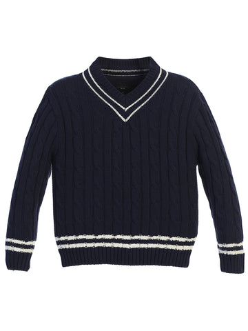 Boy's V-Neck Cable Knit Sweater