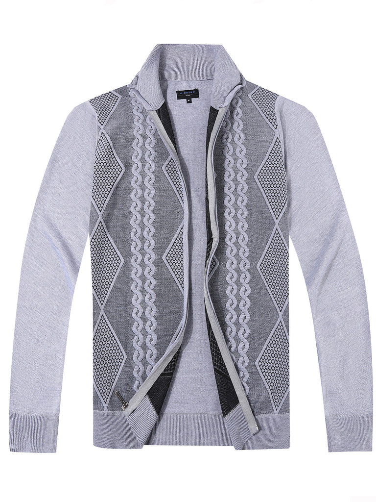 Gioberti Men s Full Zip Lightweight Geometric Design Cardigan Sweater