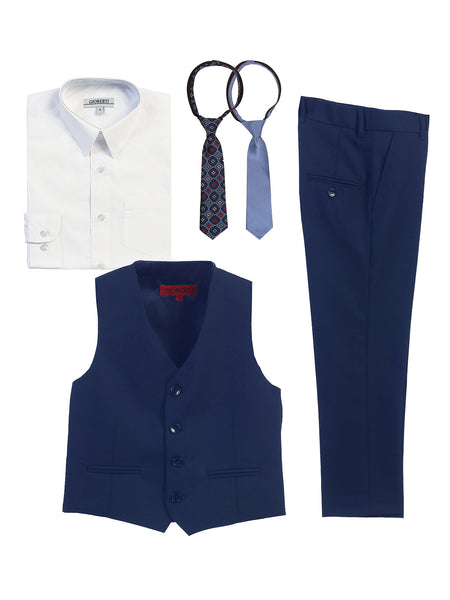 Boys 2 piece vest and pants shirt and tie set