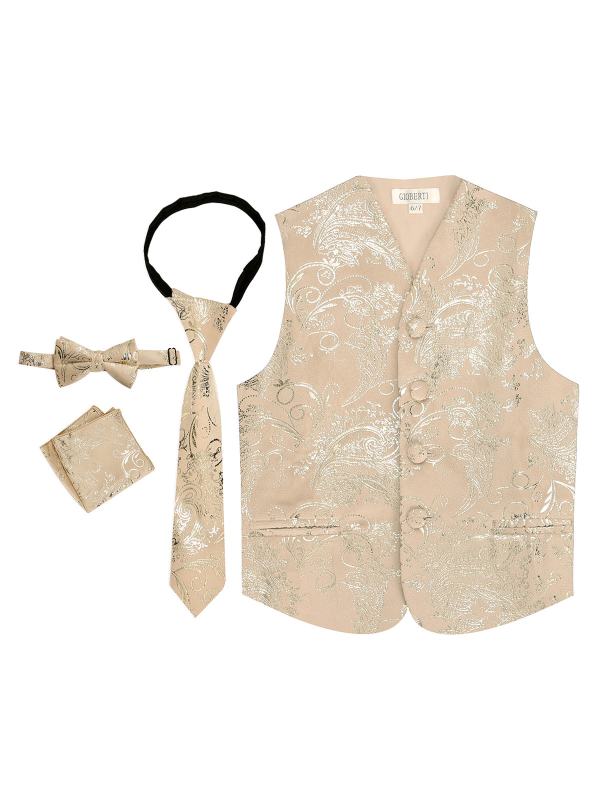 トップス Bibiy. VALENCIA VEST Gioberti Formal Metallic Paisley Design Tuxedo Suit Vest