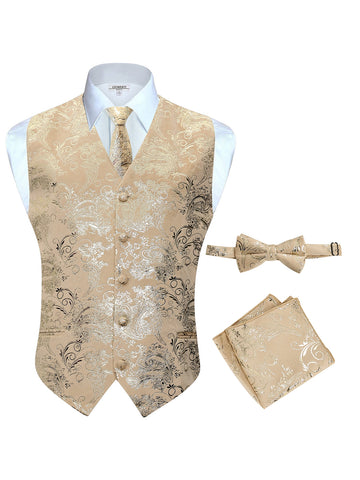 Men's 4 pc Metallic Vest Set