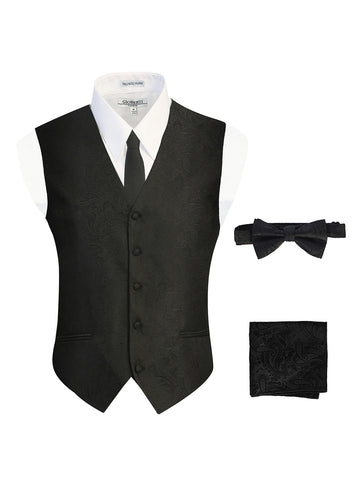 Men's 4 pc Paisley Vest Set