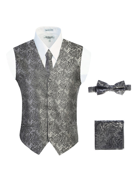 Men's 4 pc Paisley Vest Set