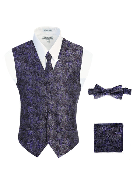 Men's 4 pc Paisley Vest Set